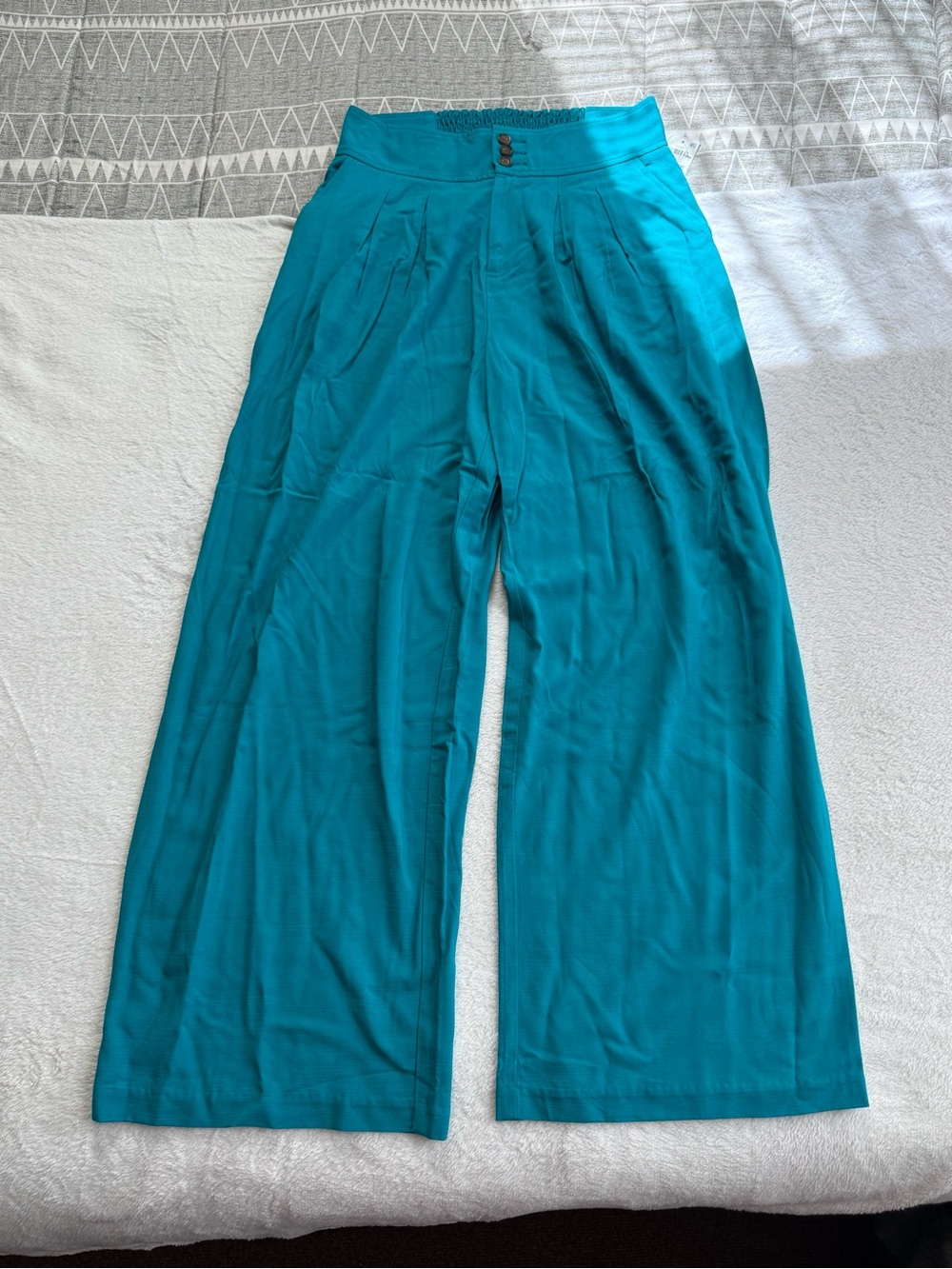 High-Waist Wide-Leg Teal Pants Medium